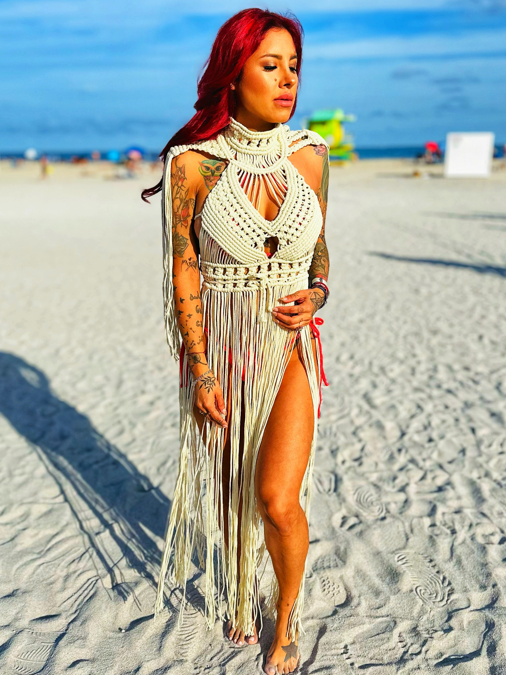 Goddess / Ivory Macrame Dress Vitamin Sea Swimwear Goddess / Ivory Macrame Dress Vitamin Sea Swimwear